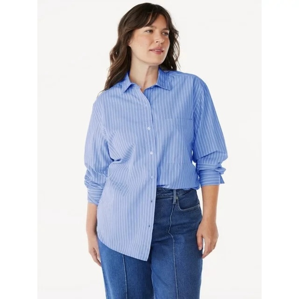 Sanctuary Blue Button Down Shirt Lightweight Casu… - image 1